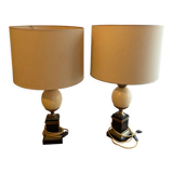 Black marble and ostrich egg lamps