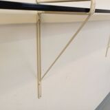 Large vintage wall shelf in smoked glass and white metal in String style.