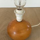 vintage wooden ball lamp small model with fabric shade 80's design