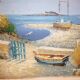 Oil on canvas of a boat on the foreshore signed Yann 55X45
