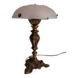 Empire style lamp circa 1950 and glass paste lampshade
