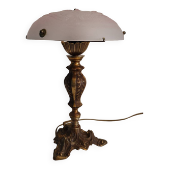 Empire style lamp circa 1950 and glass paste lampshade