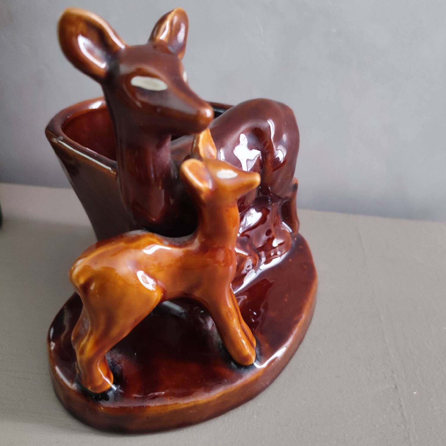 1950s earthenware pot in the shape of a fawn