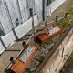 Deux Bougeoir en acier inoxydable et bois