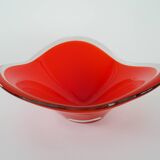 Red platter, Murano glass, Italian design, 1960s, made in Italy