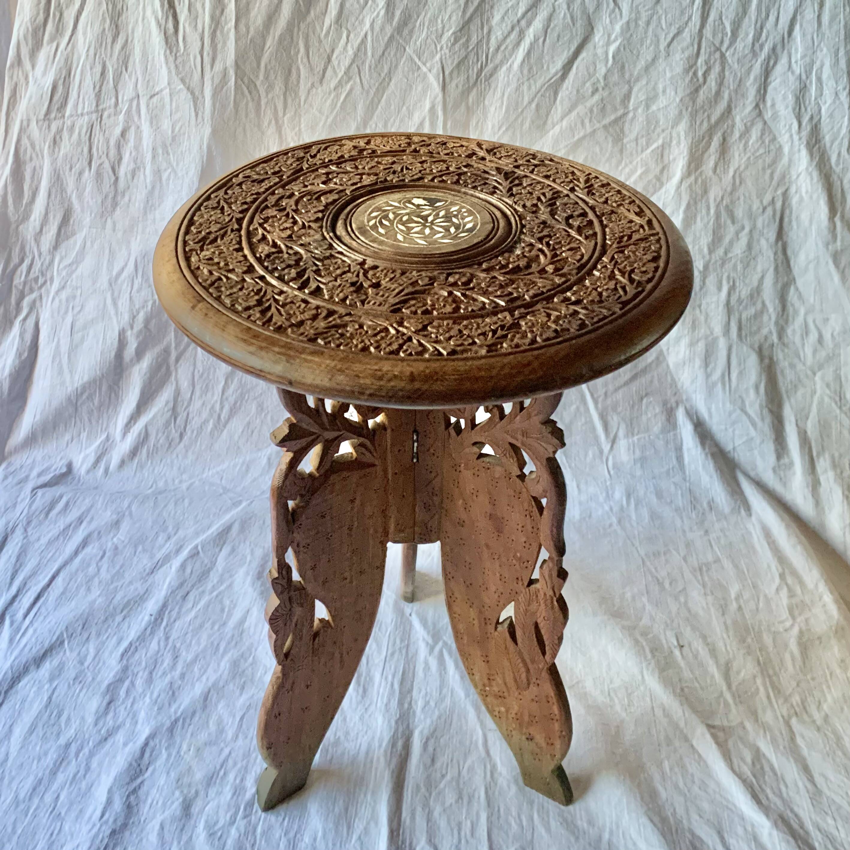 Vintage carved wooden side table