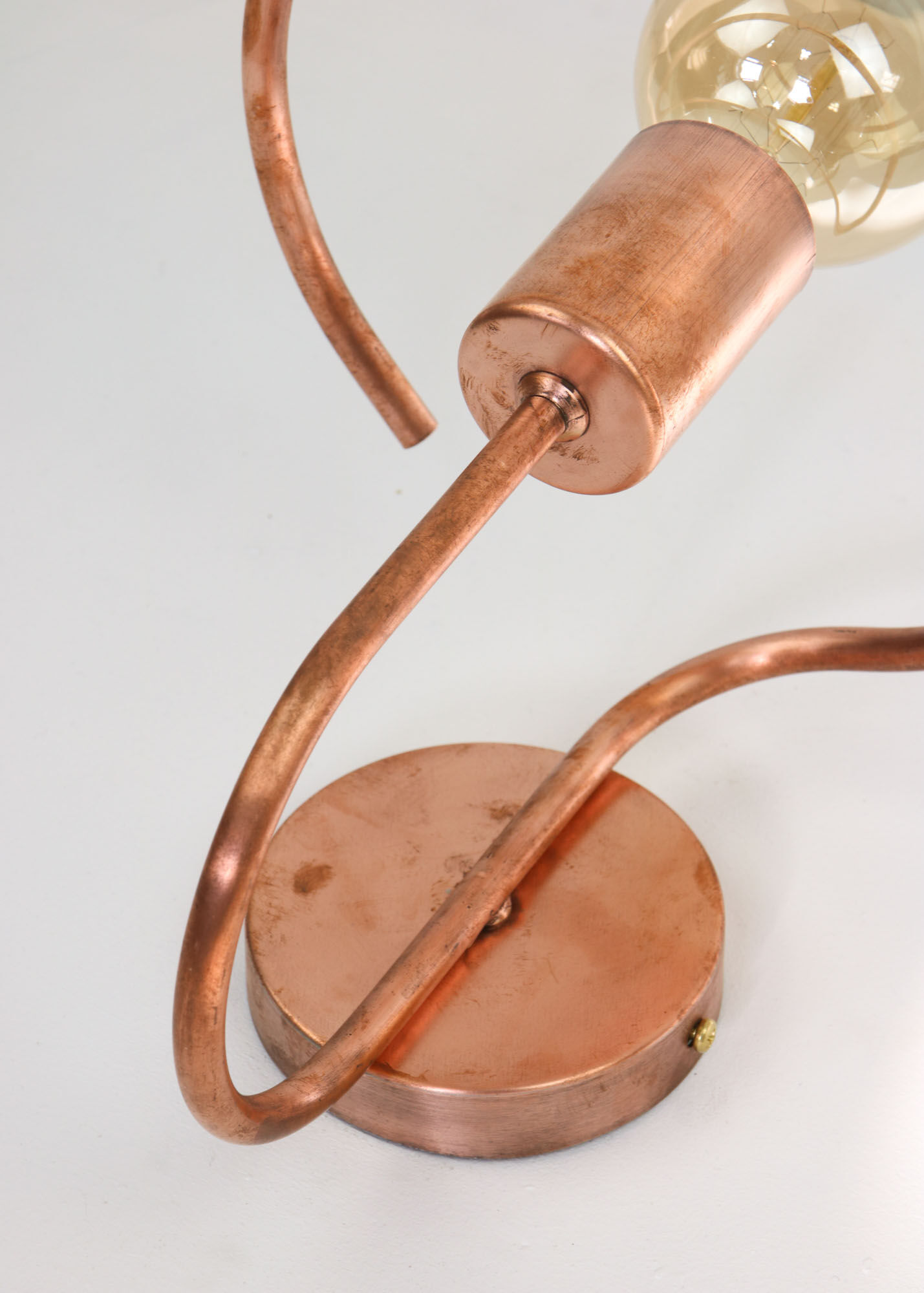 Mid-century Wall Copper & Glass Lamp