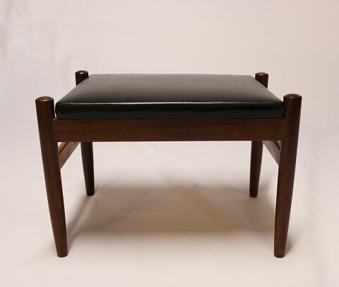Leather and Danish teak stool