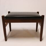 Leather and Danish teak stool