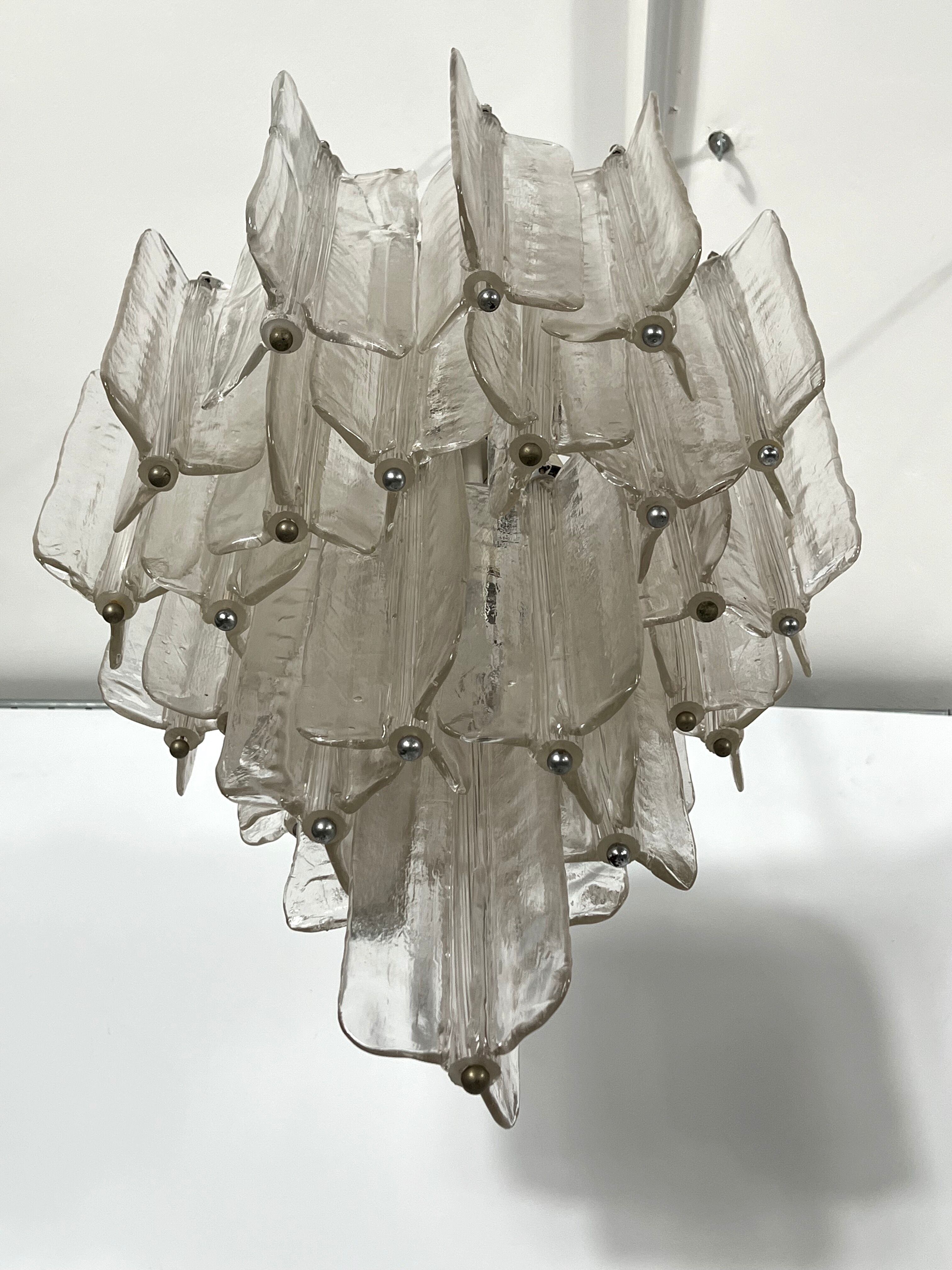 Pair of Murano glass chandeliers by Toni Zuccheri for Venini
