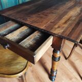 Antique farmhouse table and bistro chairs