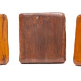 Set of 3 Brutalist stools in solid oak