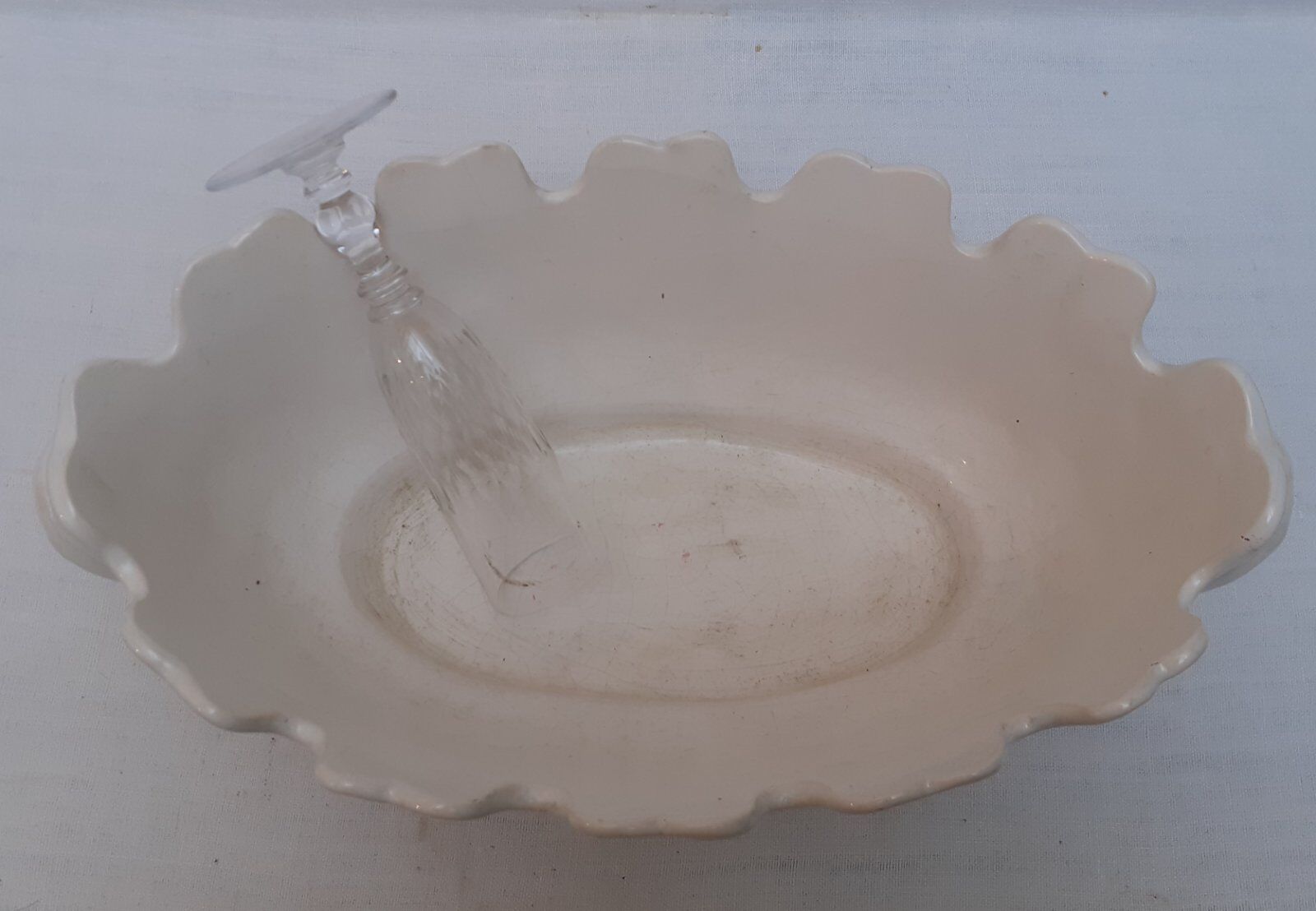 White earthenware glass cooler