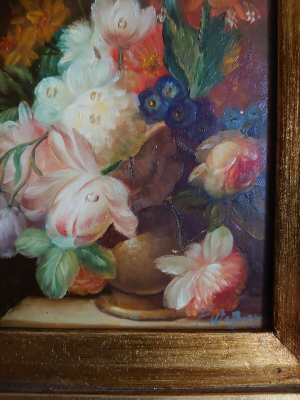 Oil on wood signed gilded frame XX centuries