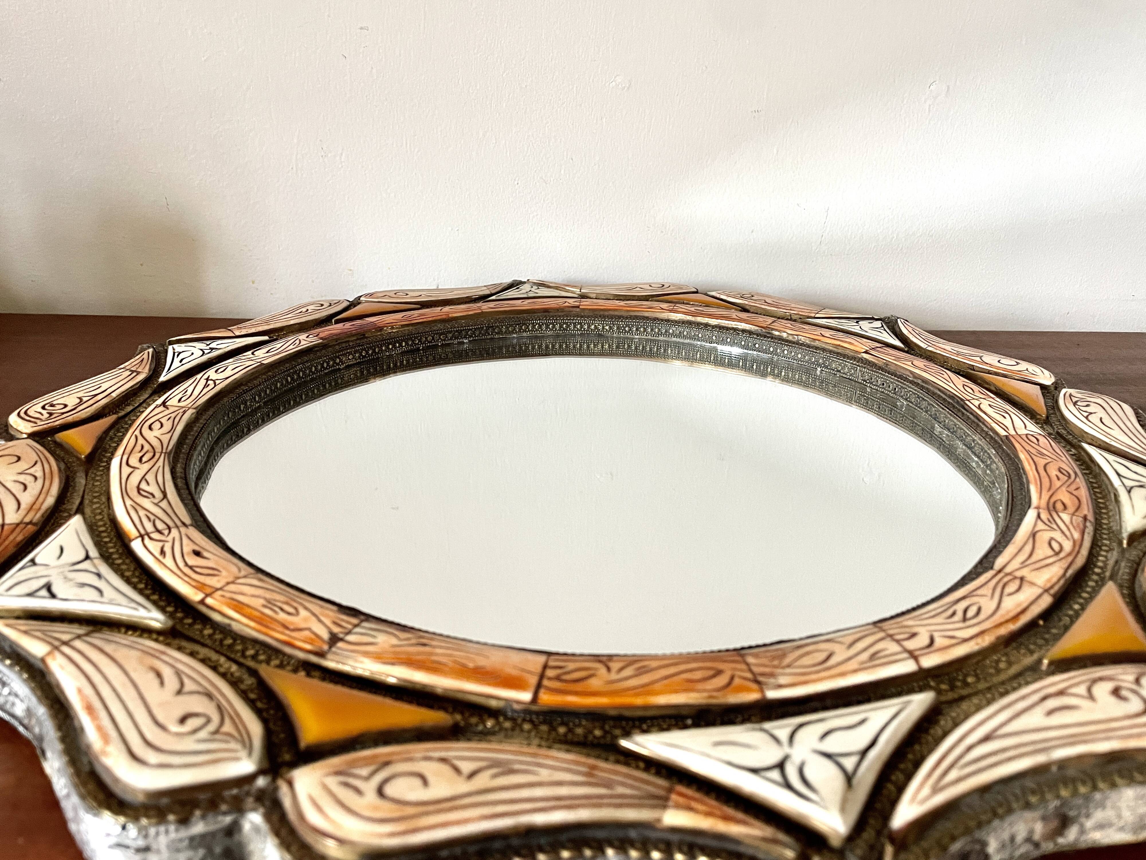 Large round Moroccan handcrafted mirror, 50cm