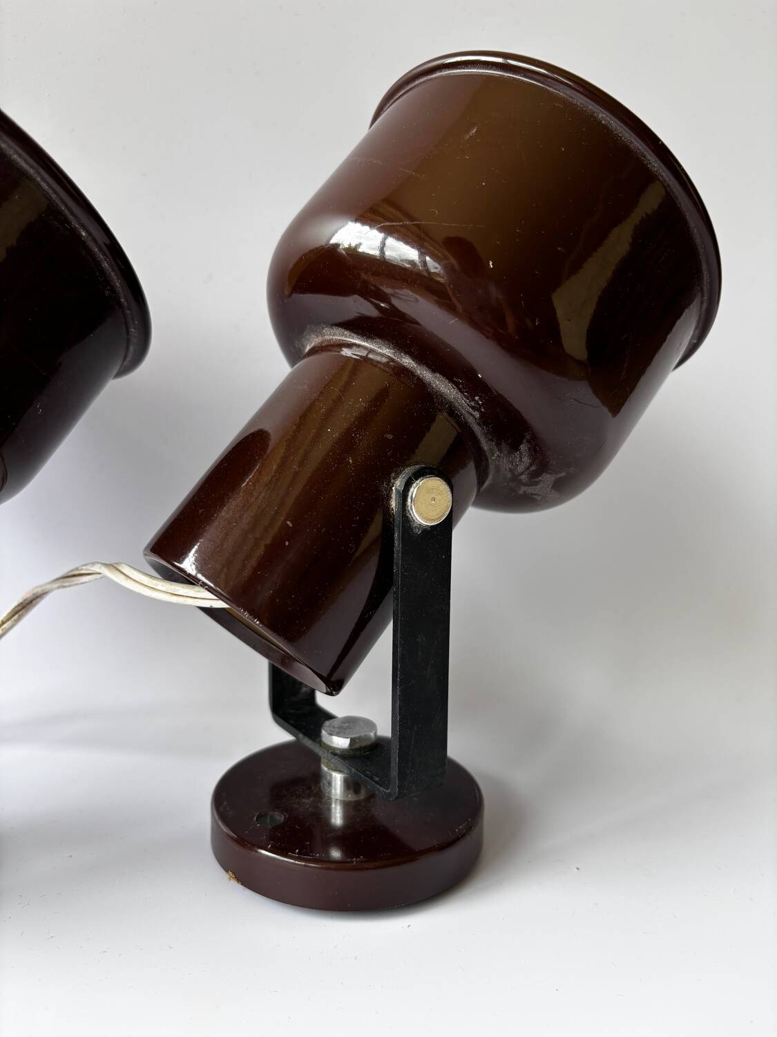 Pair of brown metal wall lights