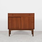 Midcentury Danish cabinet in teak with 1 drawer and 2 sliding doors 1960s
