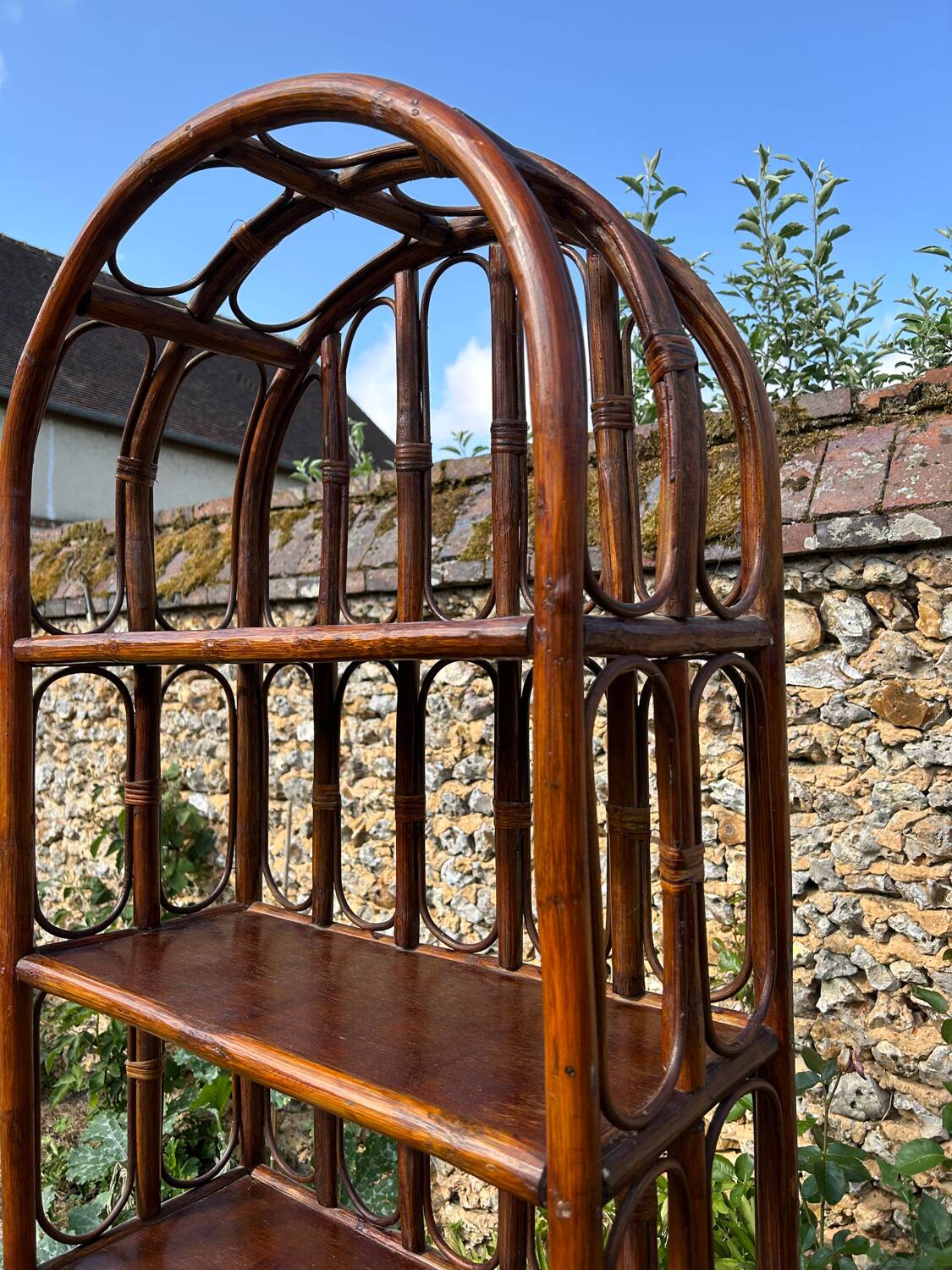 Vintage rattan shelf 1970