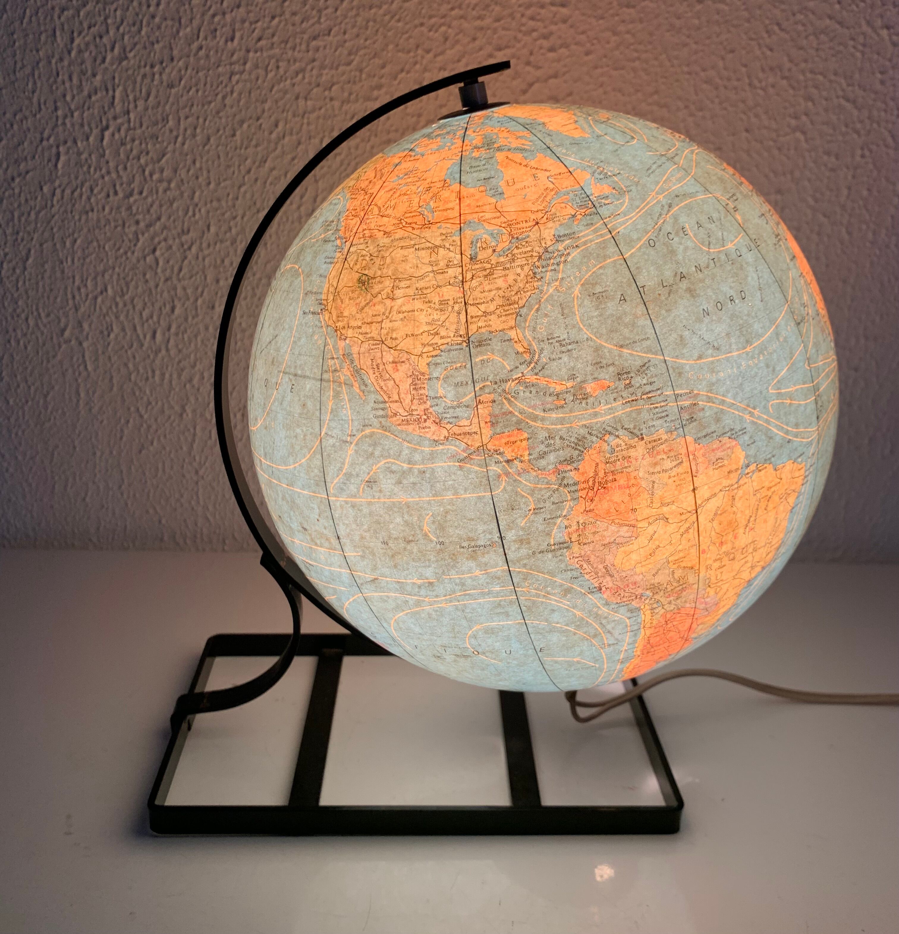 Vintage globe 1971 terrestrial Taride glass - 29 cm