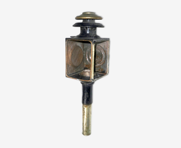 Old nineteenth century floor lamp of french carriage in copper, brass, iron-collector's item!