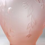 Large art deco style vase in molded/pressed pink glass paste