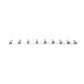 School wall coat rack - white and blue lacquered metal cloakroom 9 hooks