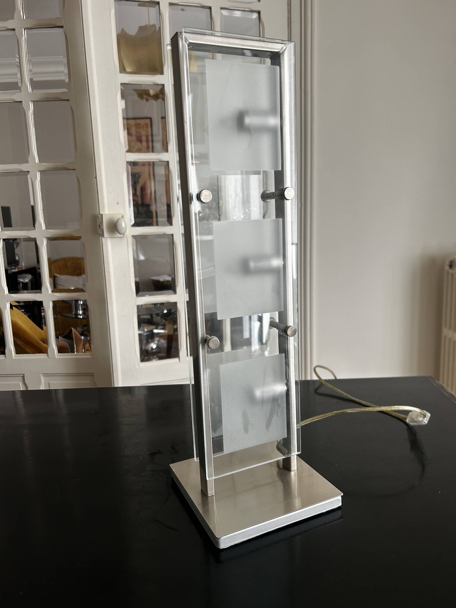 chrome and glass table lamp