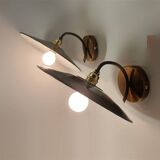 Pair of enameled sheet metal wall lights