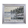 1998 "Crisp" Swedish Snow Forest Landscape Oil Painting, Framed