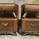 Pair of bedside tables, 1930s, 1940s, solid wood and marble