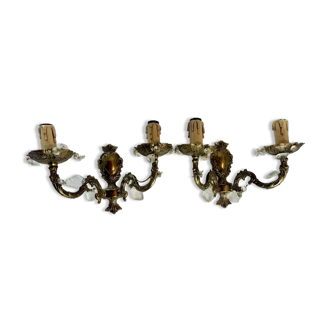 Pair of bronze wall lights