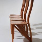 Set of 4 solid elm chairs, Maison Seltz, 1980s