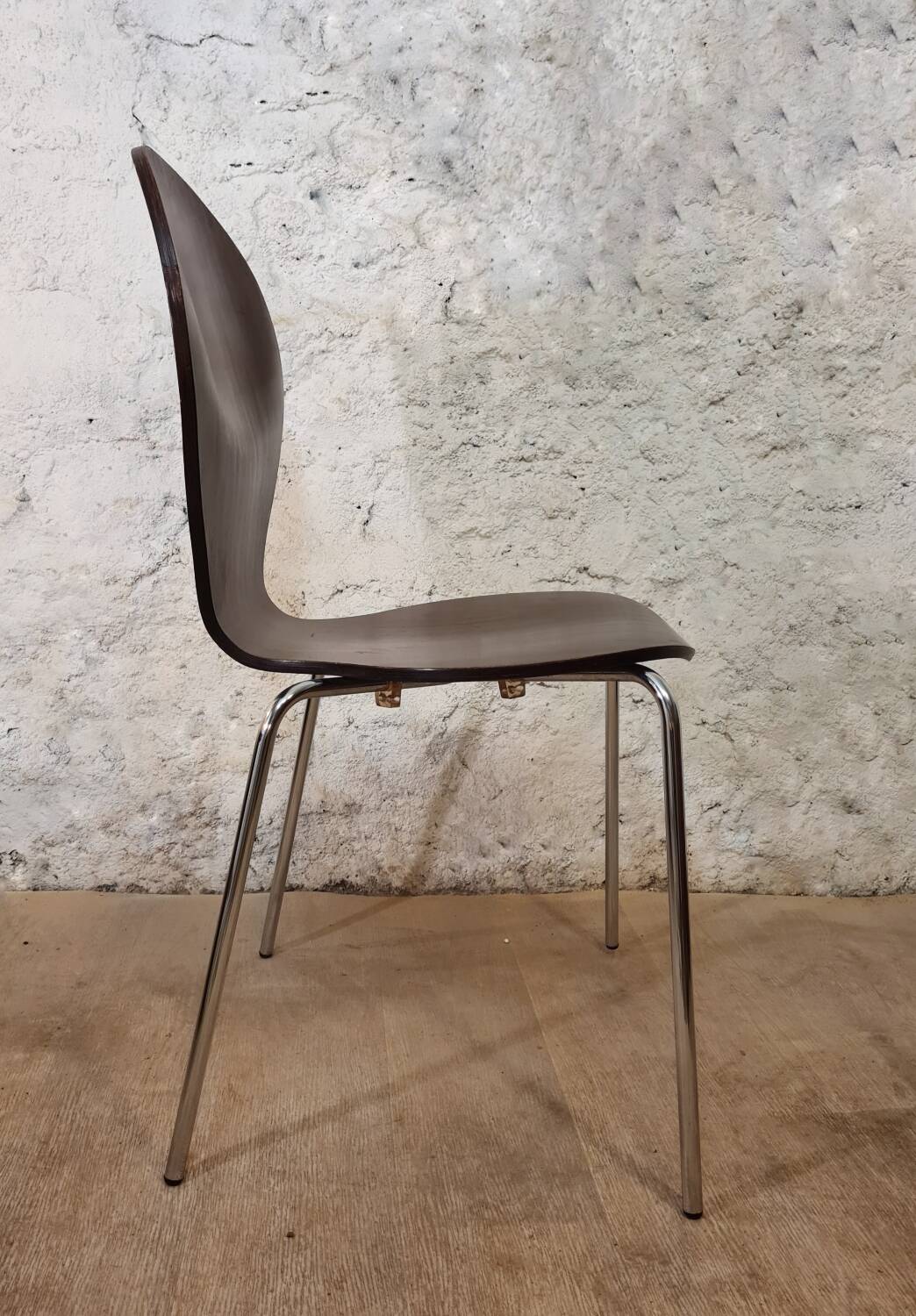 Set of stackable wooden chairs