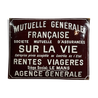 Plaque émaillée bombée Mutuelle Générale 45 x 60 cm