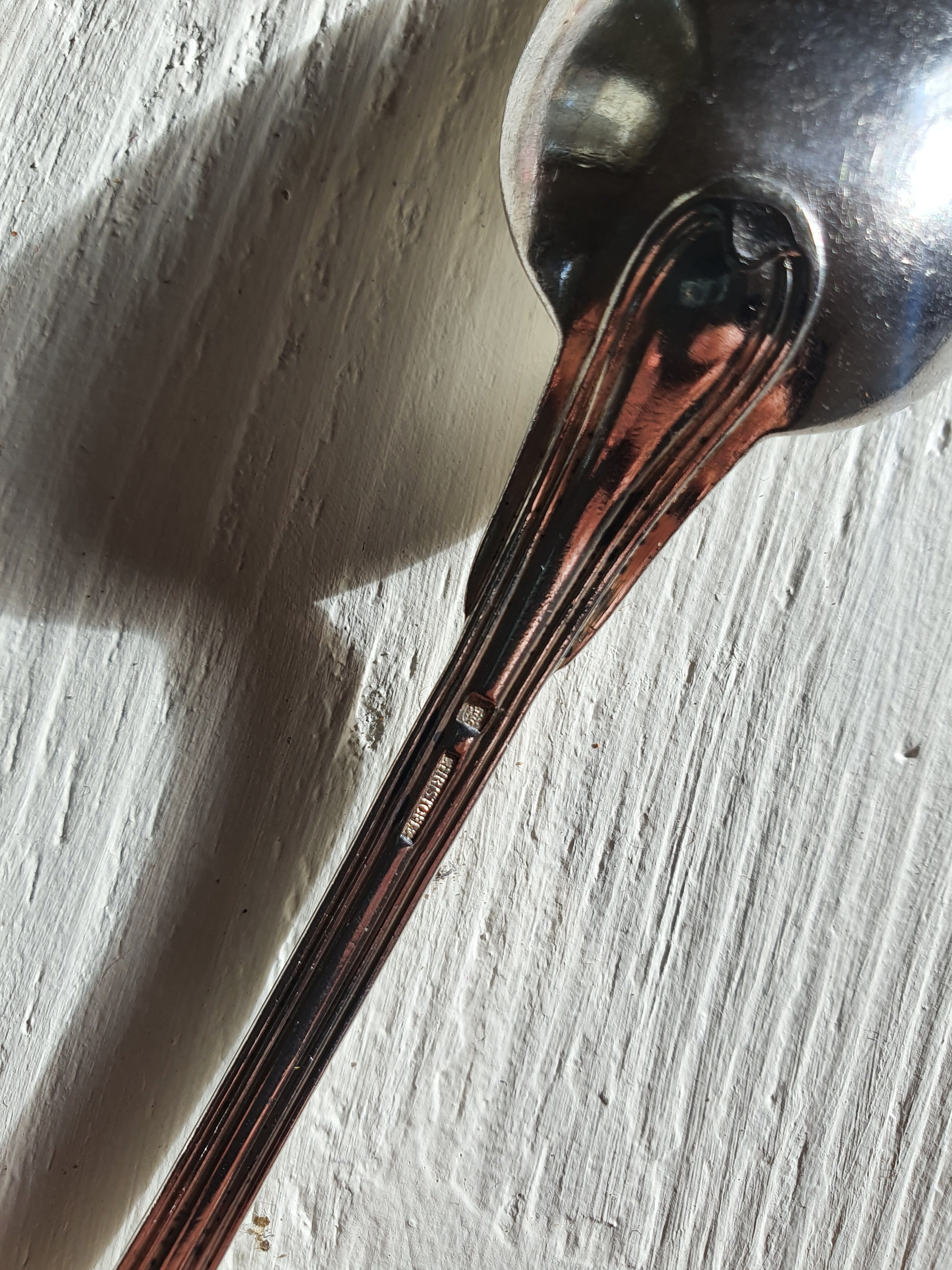 12 small silver metal spoons Christofle mesh model