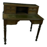 Directory style desk in green leather