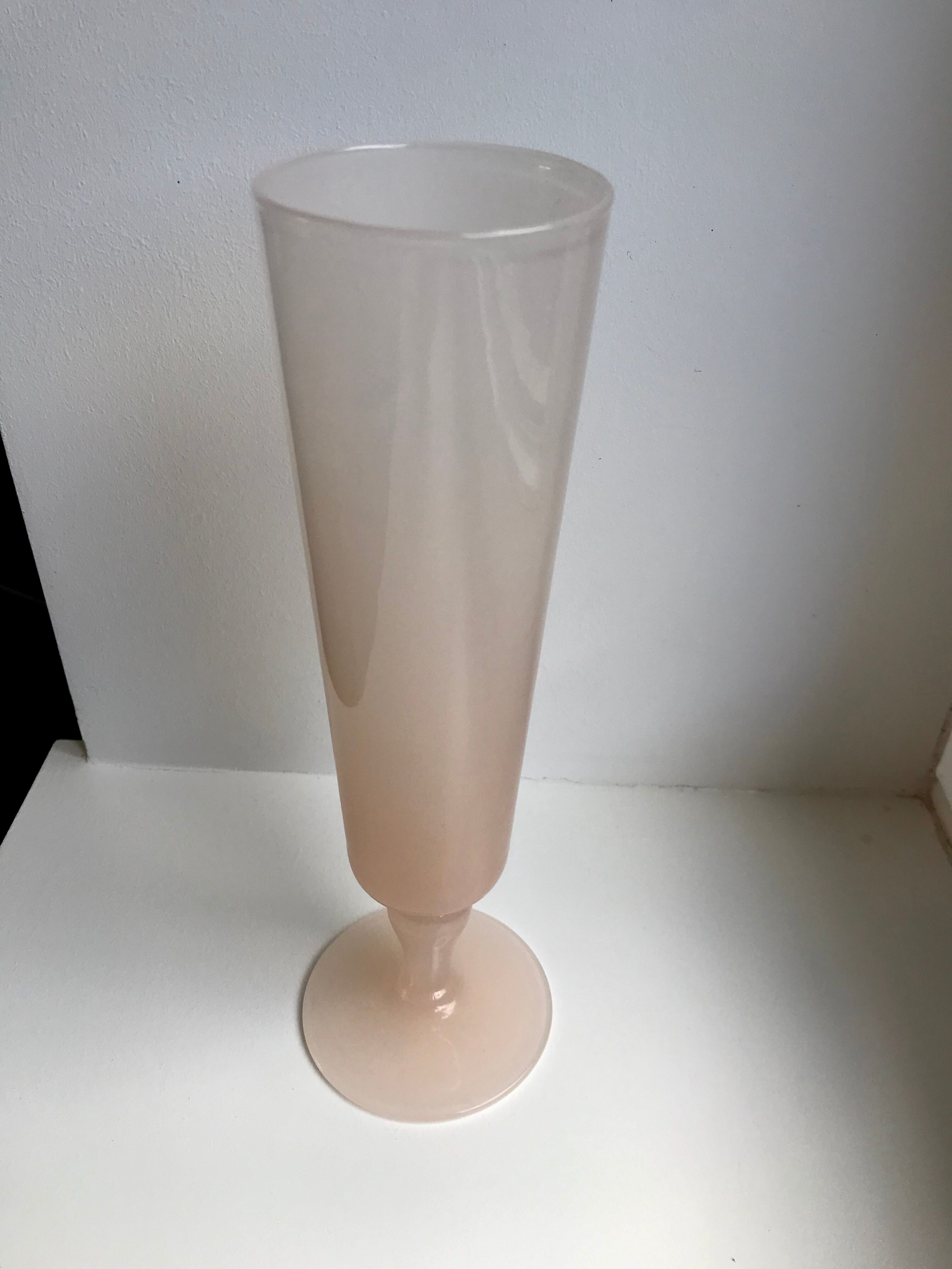 Powder pink opaline vase 60s