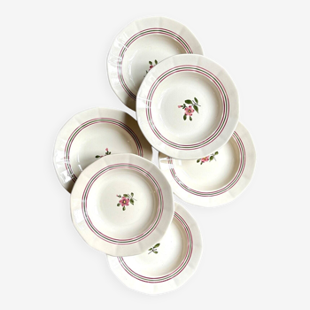 6 Sarreguemines soup plates in enameled earthenware, “Armelle” service
