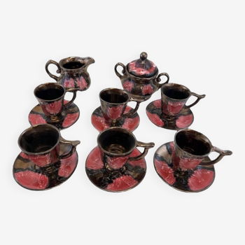 Vallauris pink and black coffee service from the 50s/60s