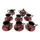 Vallauris pink and black coffee service from the 50s/60s