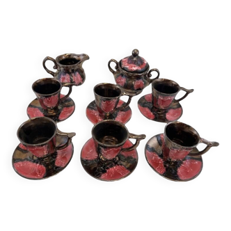 Vallauris pink and black coffee service from the 50s/60s