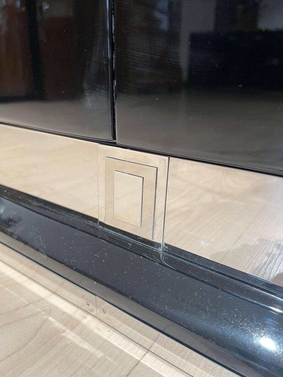 Large Art Deco Sideboard in Black Lacquer & Maple, France, 1930