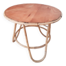 Vintage rattan round table, desk, tripod legs