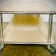 Modernist coffee table - airplane wing - in lase plate and brushed aluminium