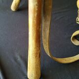 Wooden and leather folding stool