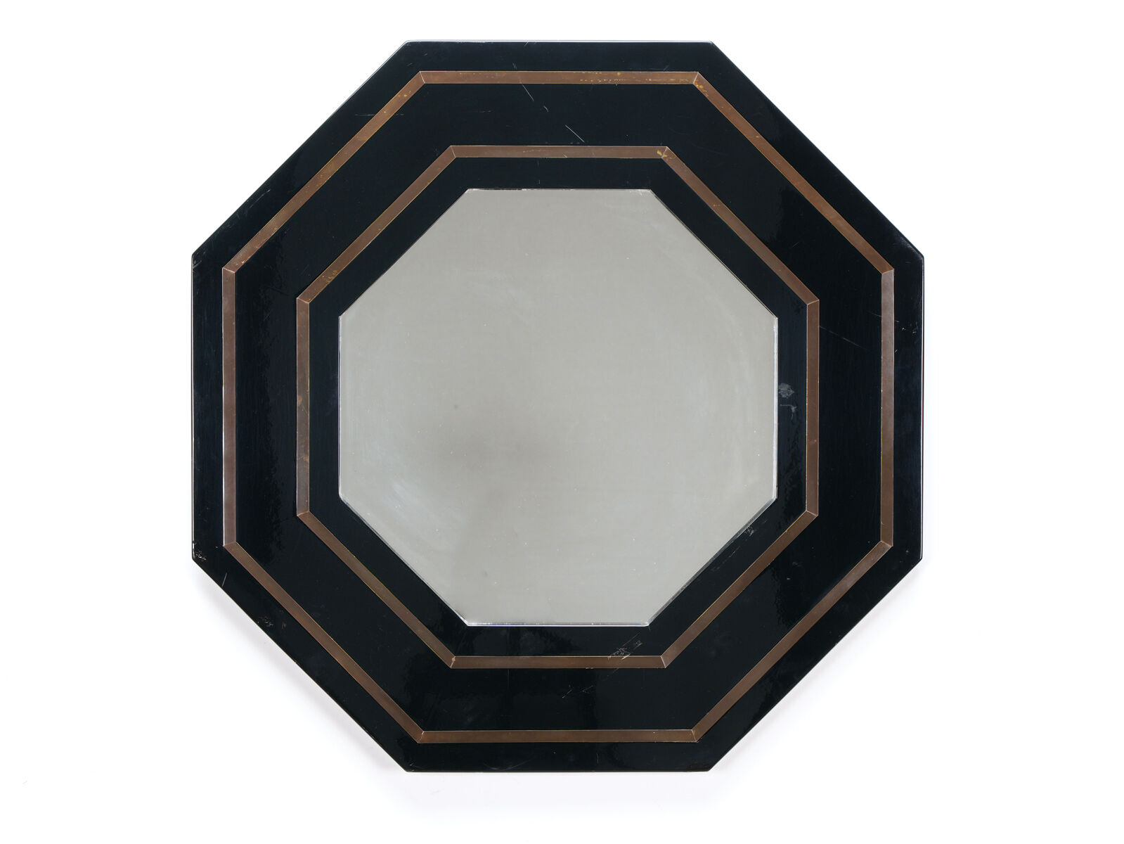 Jean-Claude Mahey lacquer and brass mirror, circa 1970