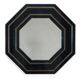 Jean-Claude Mahey lacquer and brass mirror, circa 1970