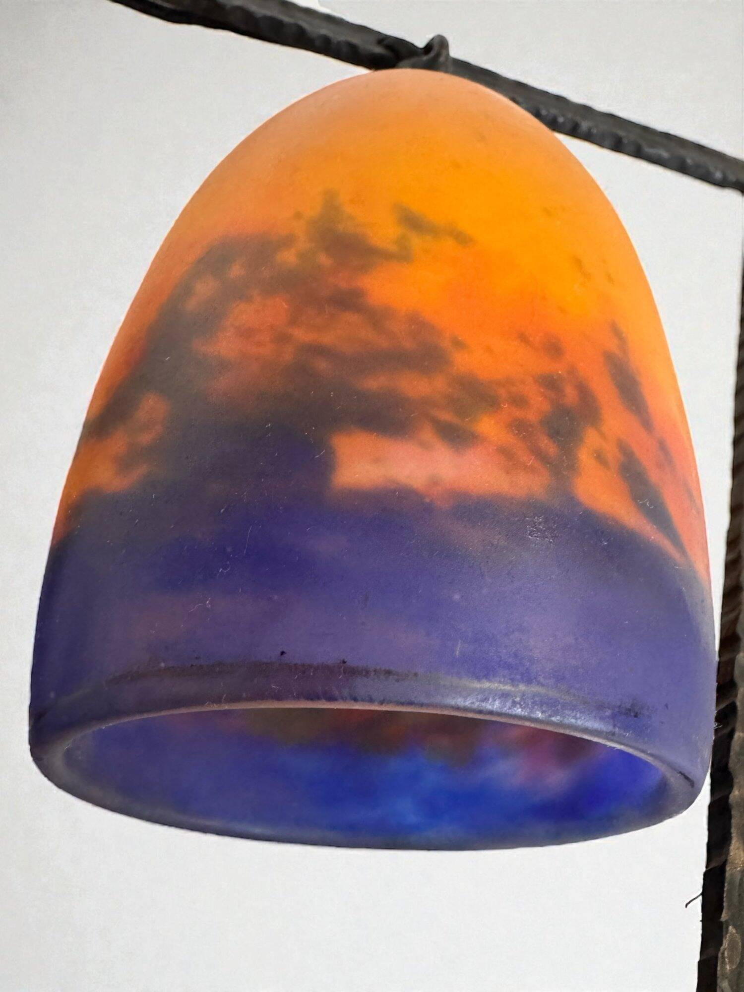 Art Deco lamp by Muller Frères Lunéville, signed glass, 1920.