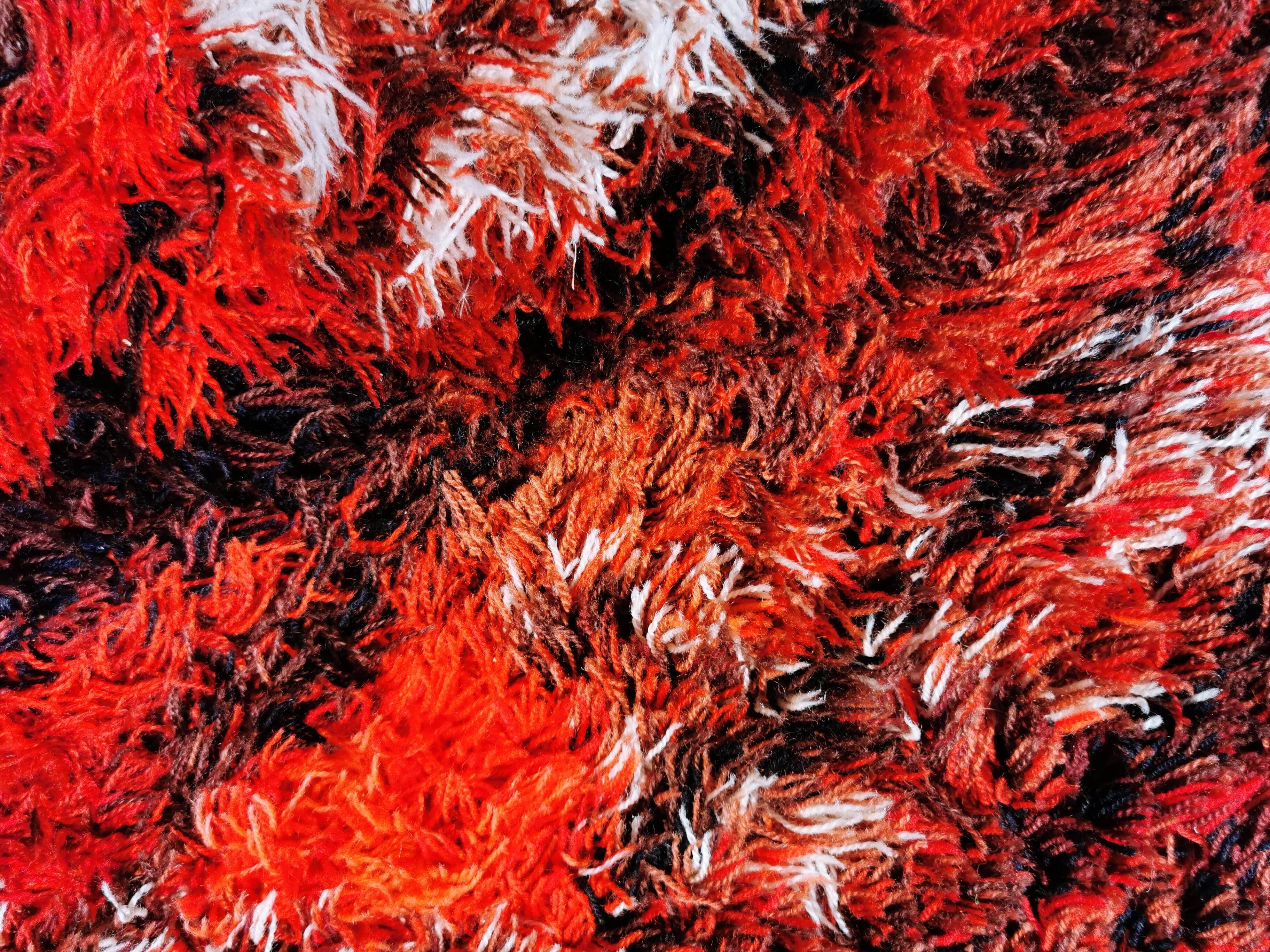 Swedish handmade wool - rya rug. estimated 1960s.