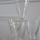 Set of 9 crystal wine glasses engraved 30s